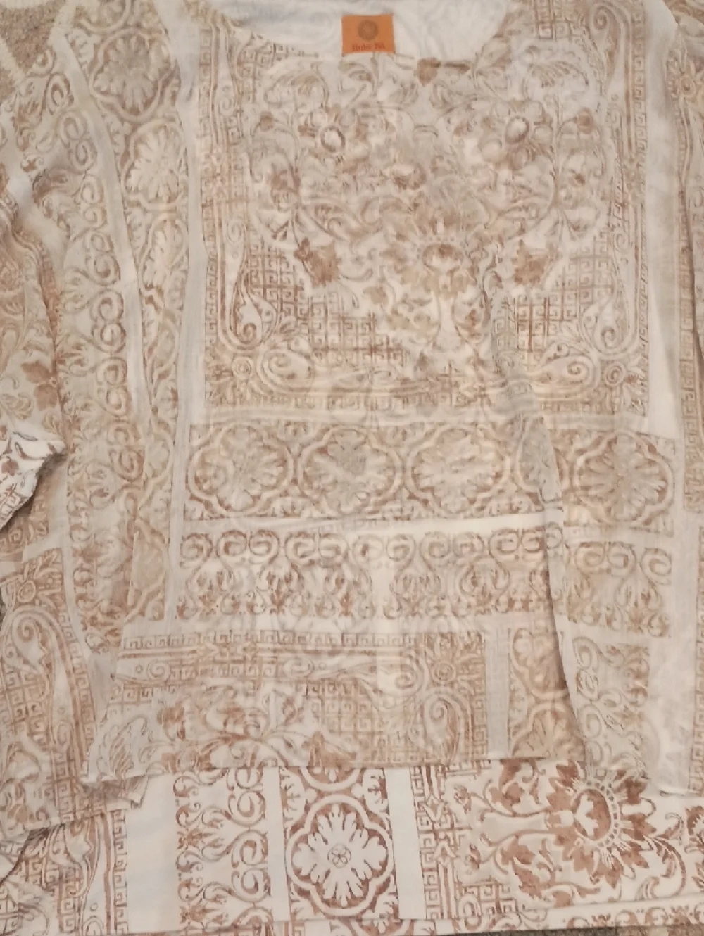 Ruby Rd. Cream and Tan Tunic - Picture 3 of 5